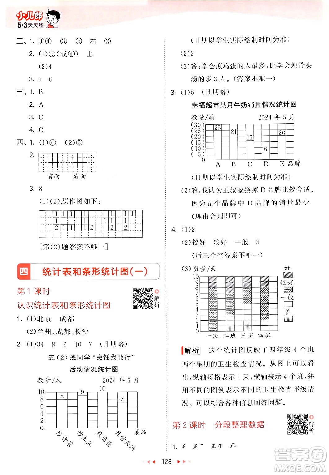 山東畫報出版社2024年秋53天天練四年級數(shù)學上冊蘇教版答案