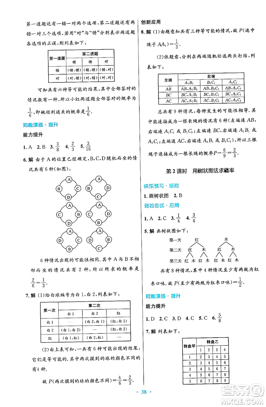 人民教育出版社2024年秋初中同步測控優(yōu)化設(shè)計九年級數(shù)學(xué)上冊人教版答案