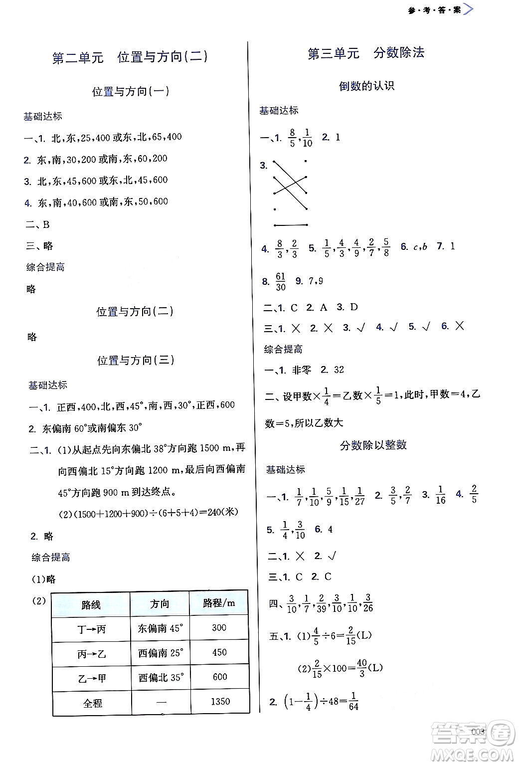 天津教育出版社2024年秋學(xué)習(xí)質(zhì)量監(jiān)測六年級(jí)數(shù)學(xué)上冊(cè)人教版答案