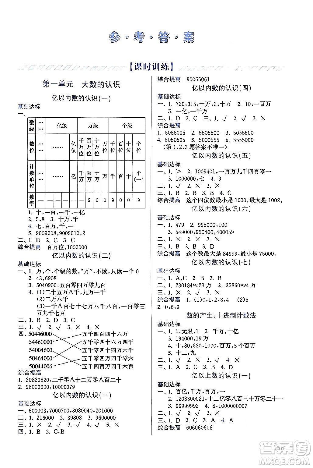 天津教育出版社2024年秋學(xué)習(xí)質(zhì)量監(jiān)測(cè)四年級(jí)數(shù)學(xué)上冊(cè)人教版答案