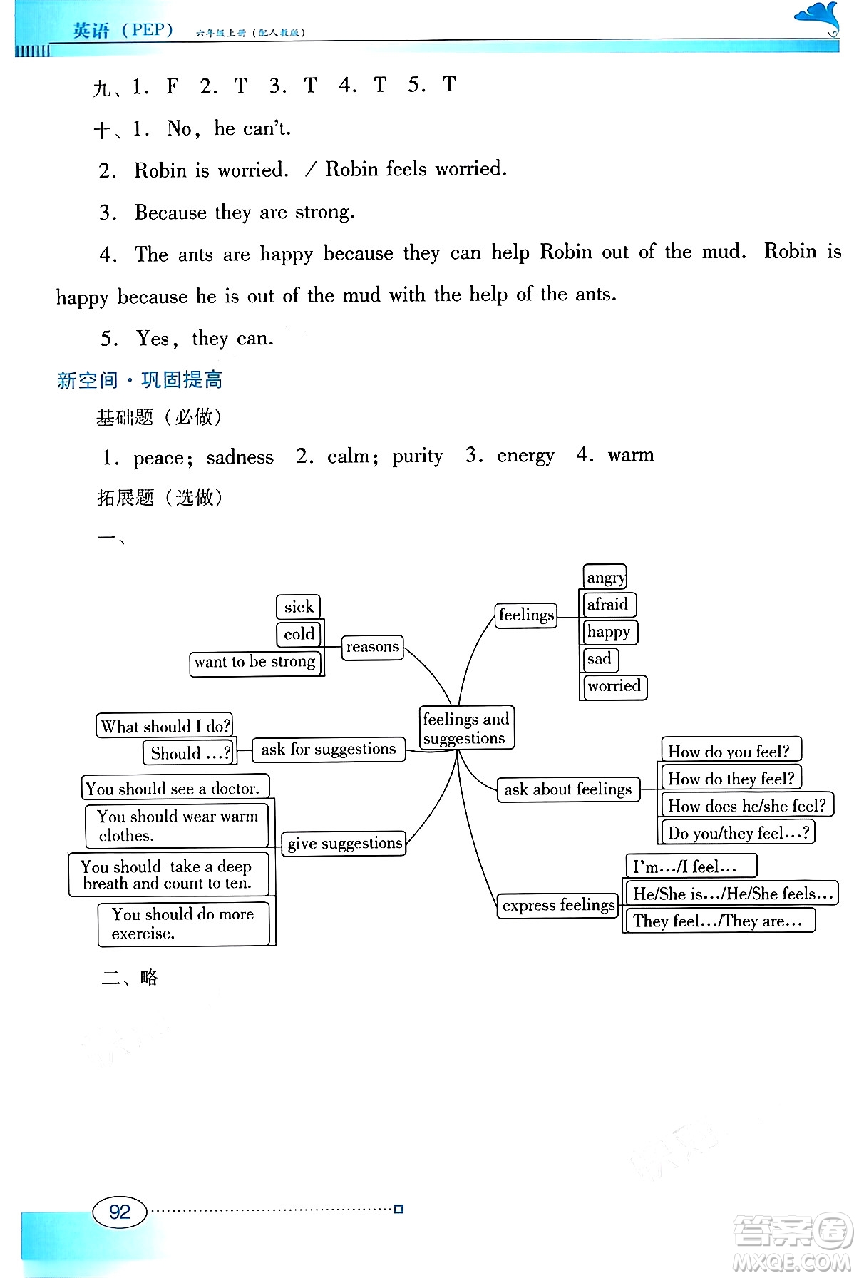 廣東教育出版社2024年秋南方新課堂金牌學(xué)案六年級(jí)英語(yǔ)上冊(cè)人教PEP版答案