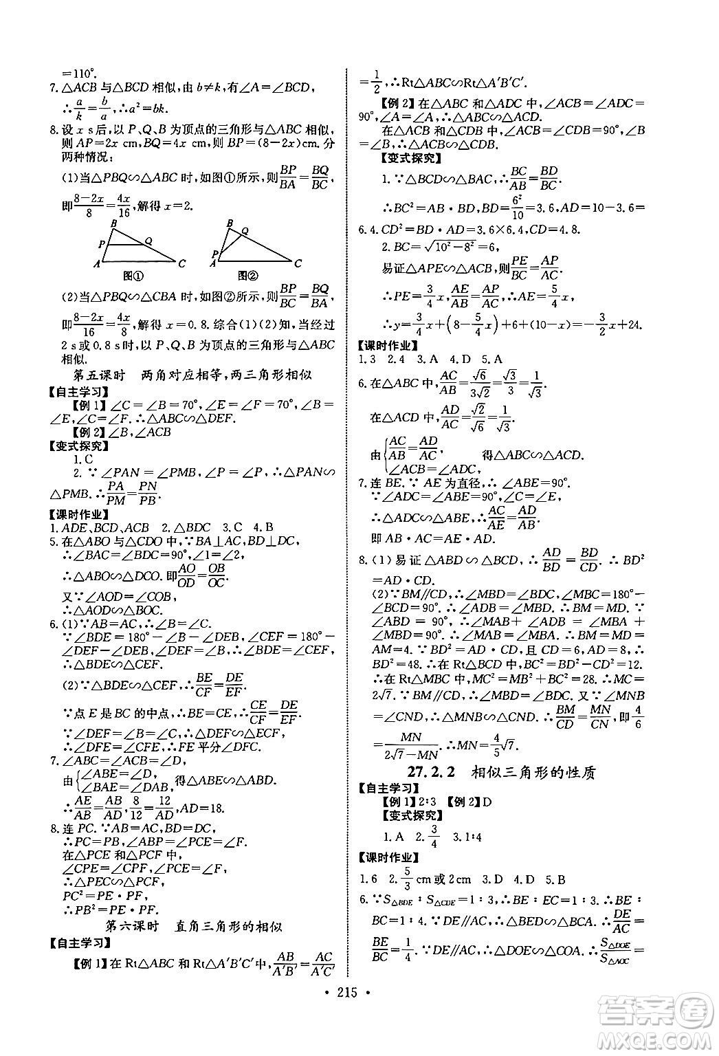 長(zhǎng)江少年兒童出版社2025年秋長(zhǎng)江全能學(xué)案同步練習(xí)冊(cè)九年級(jí)數(shù)學(xué)全一冊(cè)人教版答案