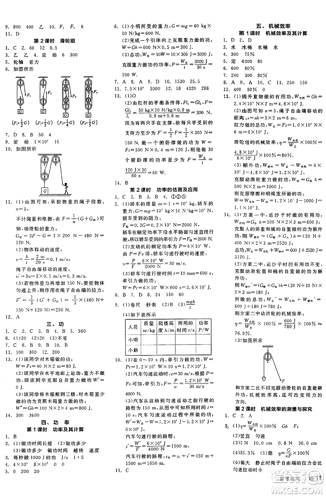 陽光出版社2024年秋全品學練考九年級物理上冊蘇科版江蘇專版答案