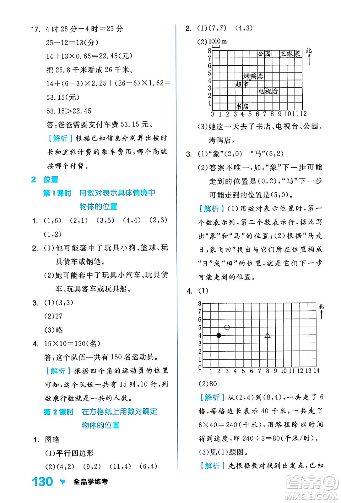 開明出版社2024年秋全品學(xué)練考五年級數(shù)學(xué)上冊人教版答案