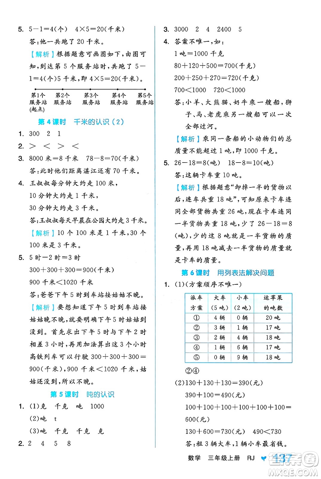 開明出版社2024年秋全品學(xué)練考三年級數(shù)學(xué)上冊人教版答案