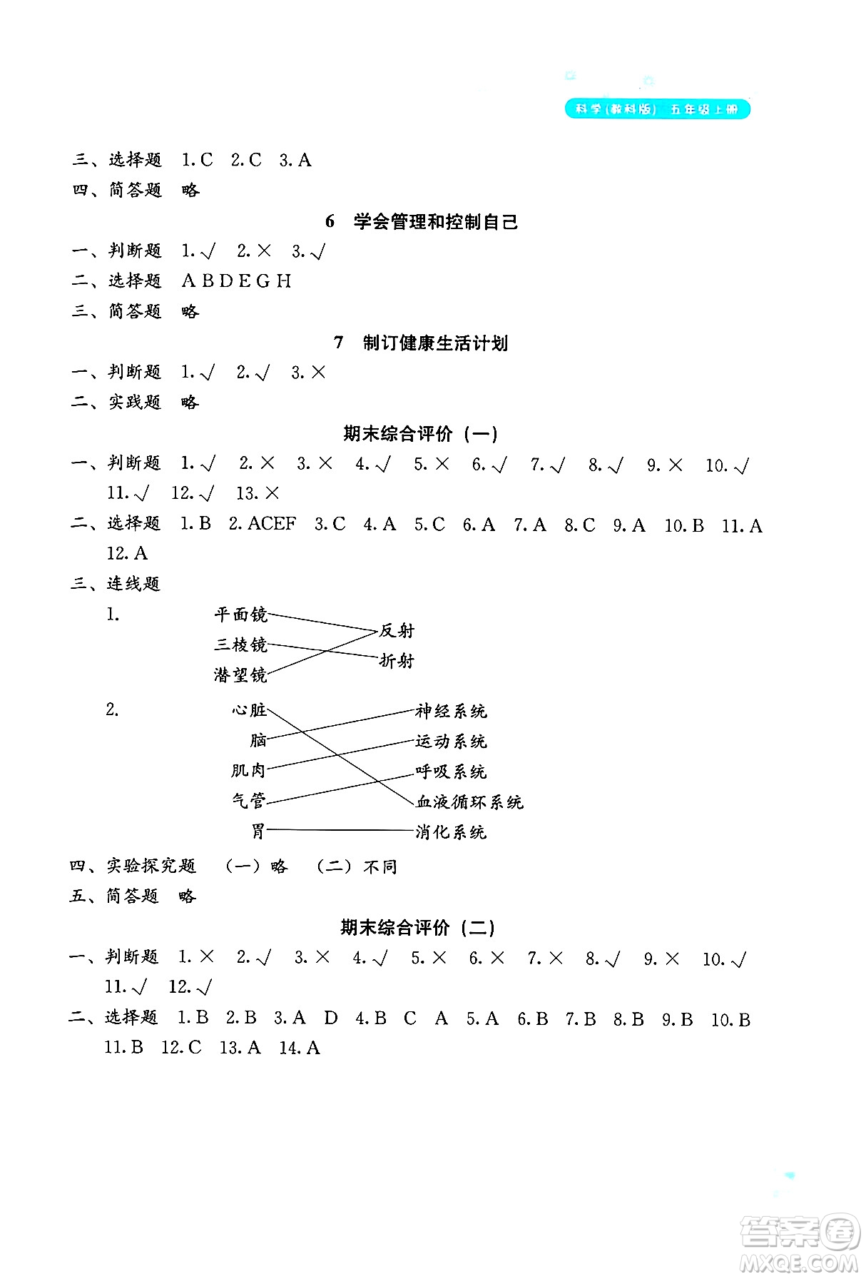 湖南教育出版社2024年秋學(xué)法大視野五年級(jí)科學(xué)上冊(cè)教科版答案