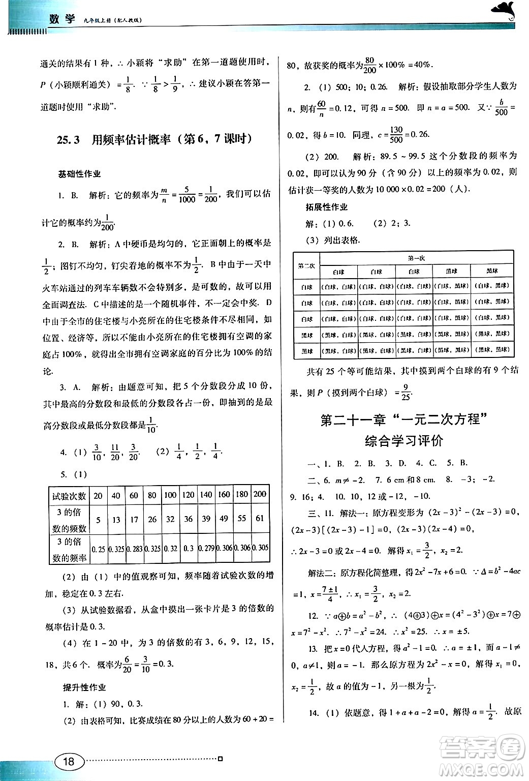 廣東教育出版社2024年秋南方新課堂金牌學(xué)案九年級(jí)數(shù)學(xué)上冊(cè)人教版答案