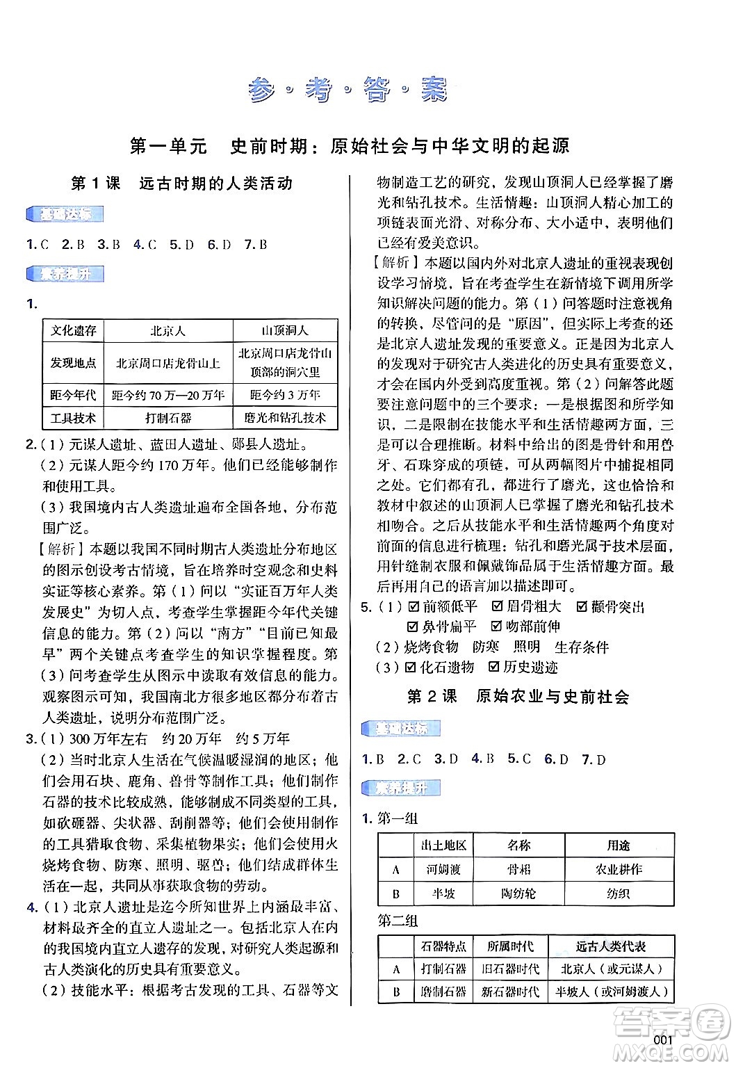 天津教育出版社2024年秋學(xué)習(xí)質(zhì)量監(jiān)測七年級中國歷史上冊人教版答案