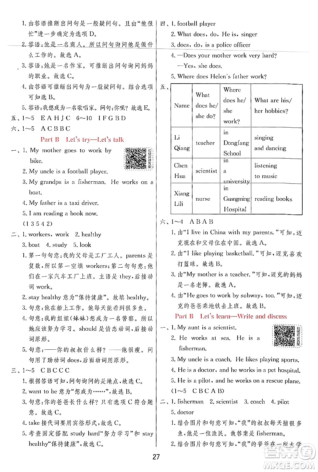 江蘇人民出版社2024年秋春雨教育實(shí)驗(yàn)班提優(yōu)訓(xùn)練六年級(jí)英語上冊(cè)人教PEP版答案