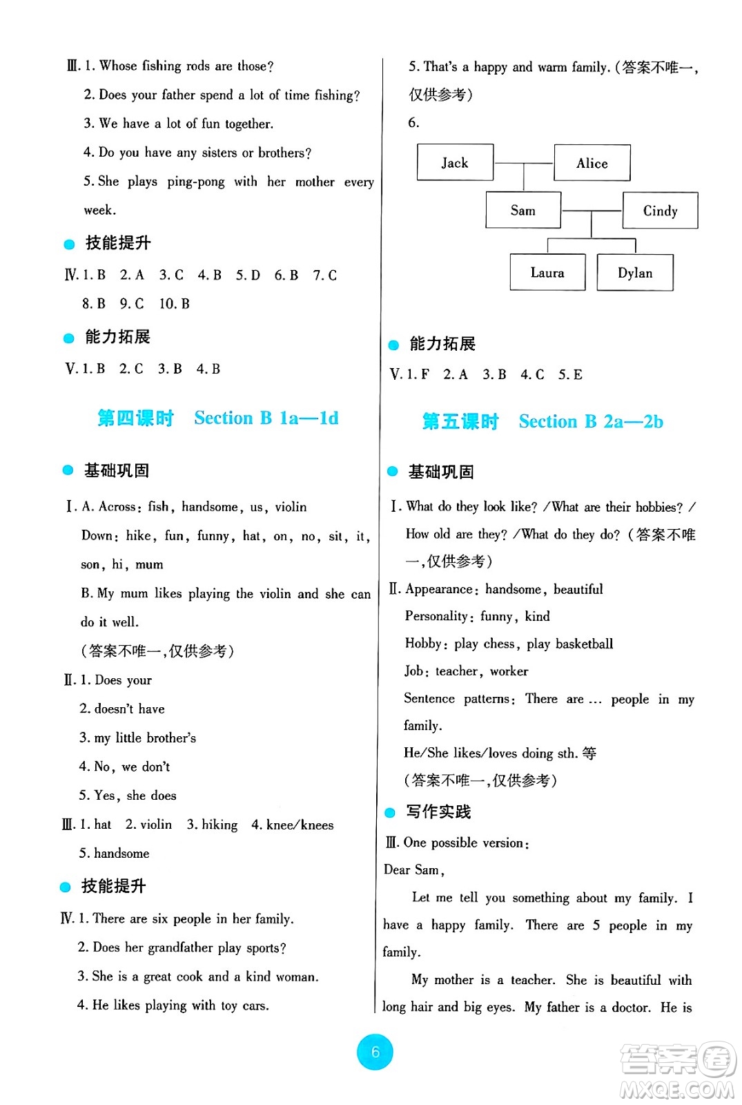 人民教育出版社2024年秋能力培養(yǎng)與測試七年級英語上冊人教版答案