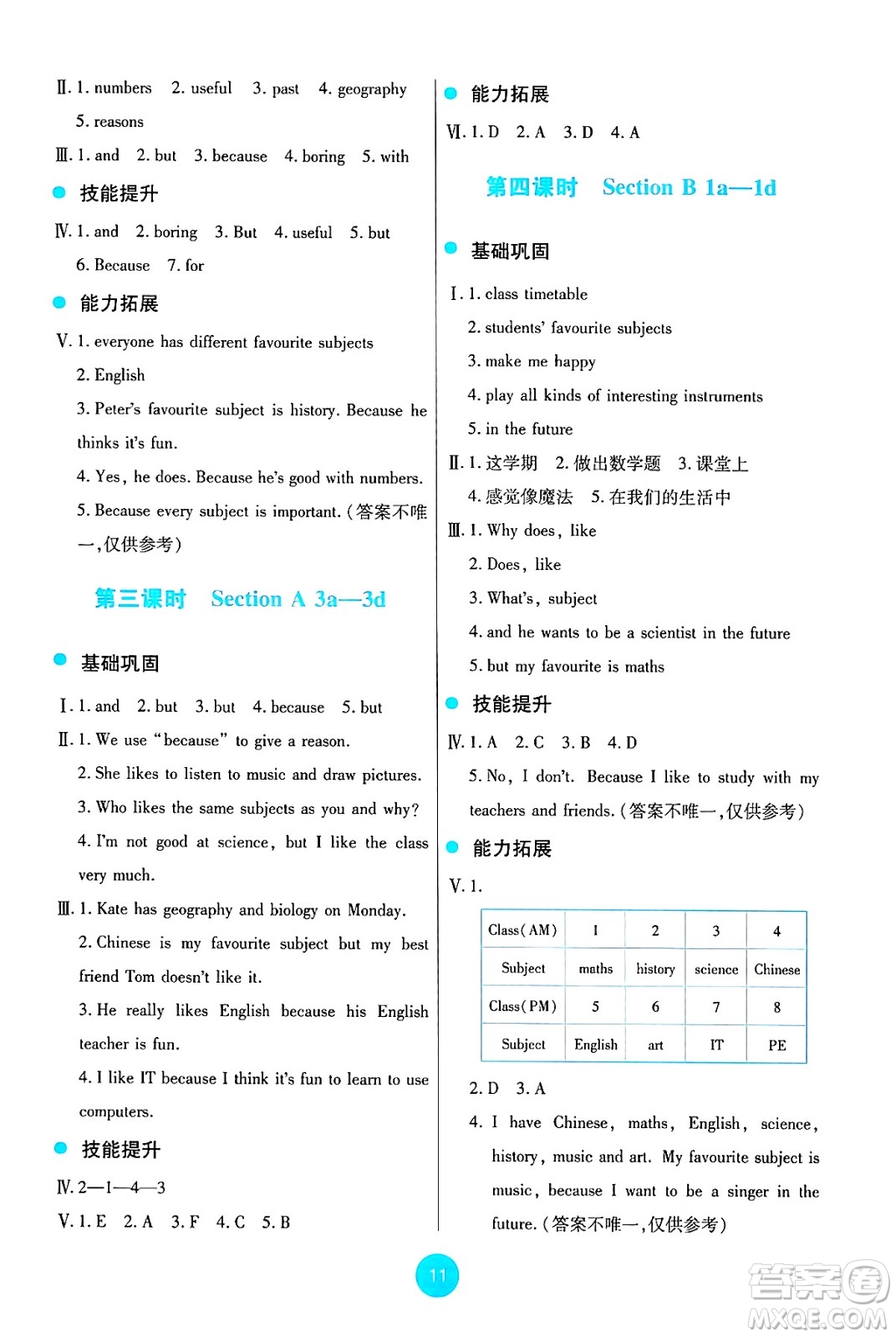 人民教育出版社2024年秋能力培養(yǎng)與測試七年級英語上冊人教版答案