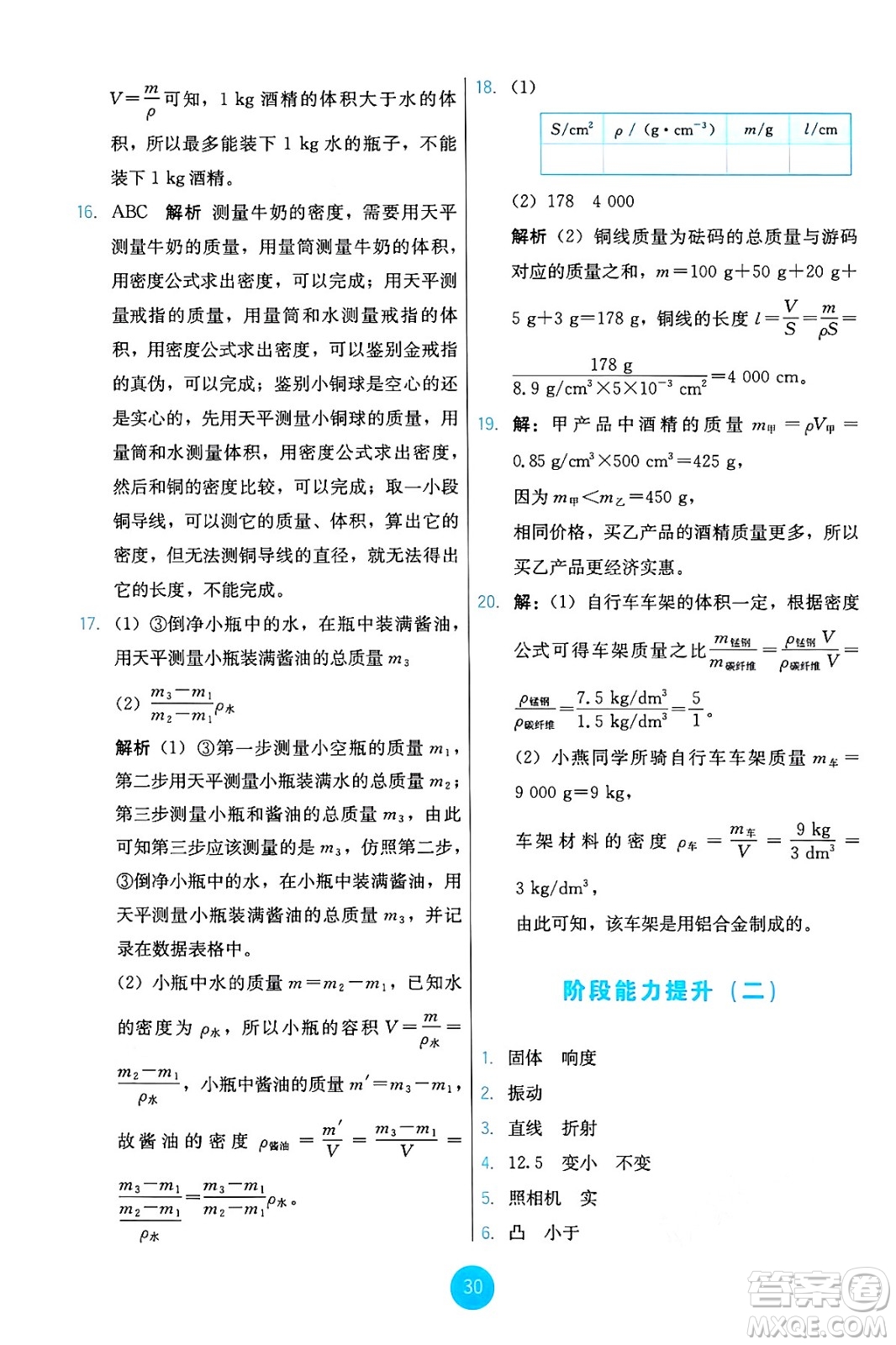 人民教育出版社2024年秋能力培養(yǎng)與測(cè)試八年級(jí)物理上冊(cè)人教版答案