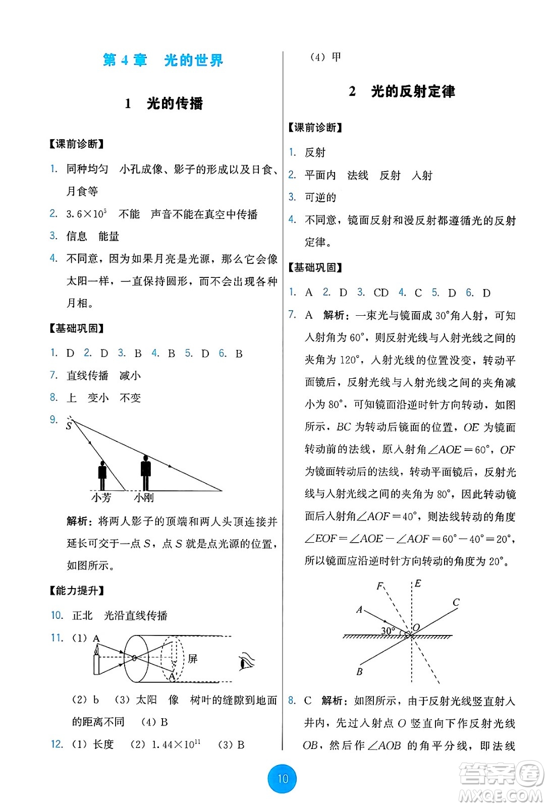 教育科學(xué)出版社2024年秋能力培養(yǎng)與測試八年級物理上冊教科版答案