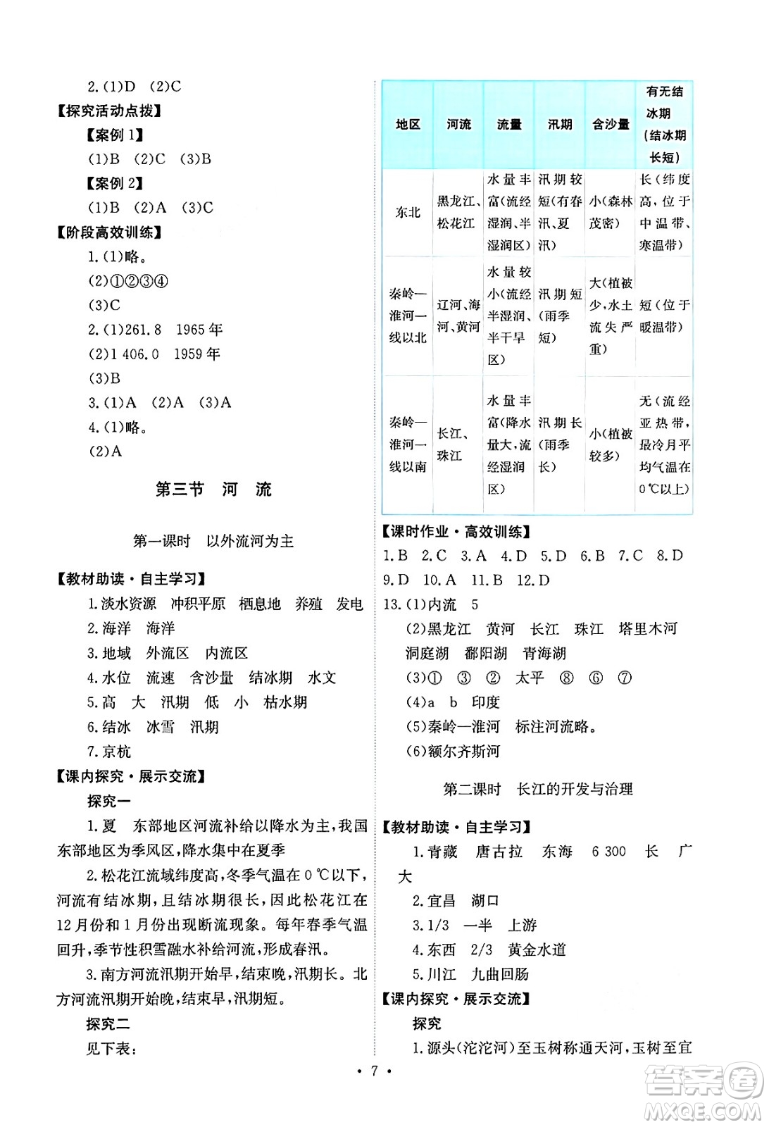 人民教育出版社2024年秋能力培養(yǎng)與測(cè)試八年級(jí)地理上冊(cè)人教版答案