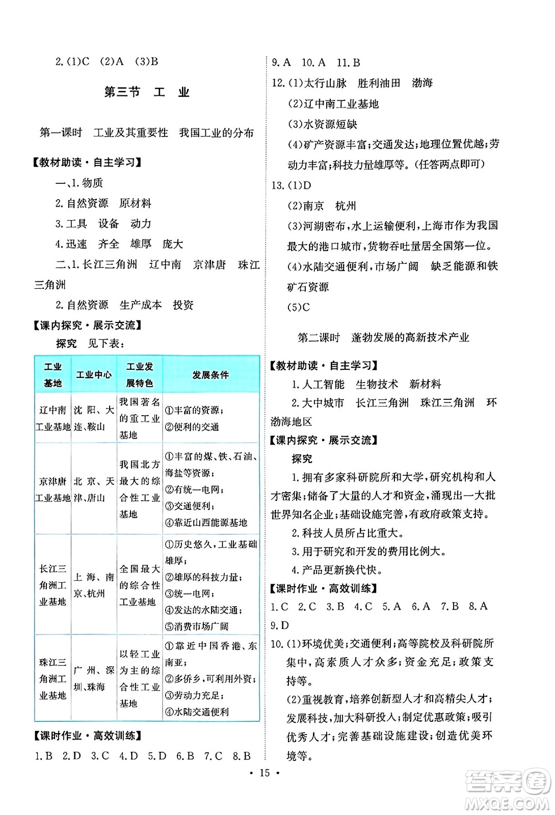 人民教育出版社2024年秋能力培養(yǎng)與測(cè)試八年級(jí)地理上冊(cè)人教版答案