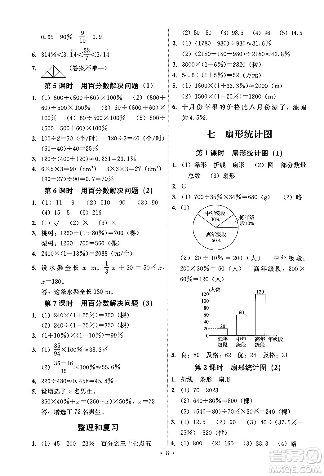 人民教育出版社2024年秋能力培養(yǎng)與測試六年級數(shù)學(xué)上冊人教版湖南專版答案