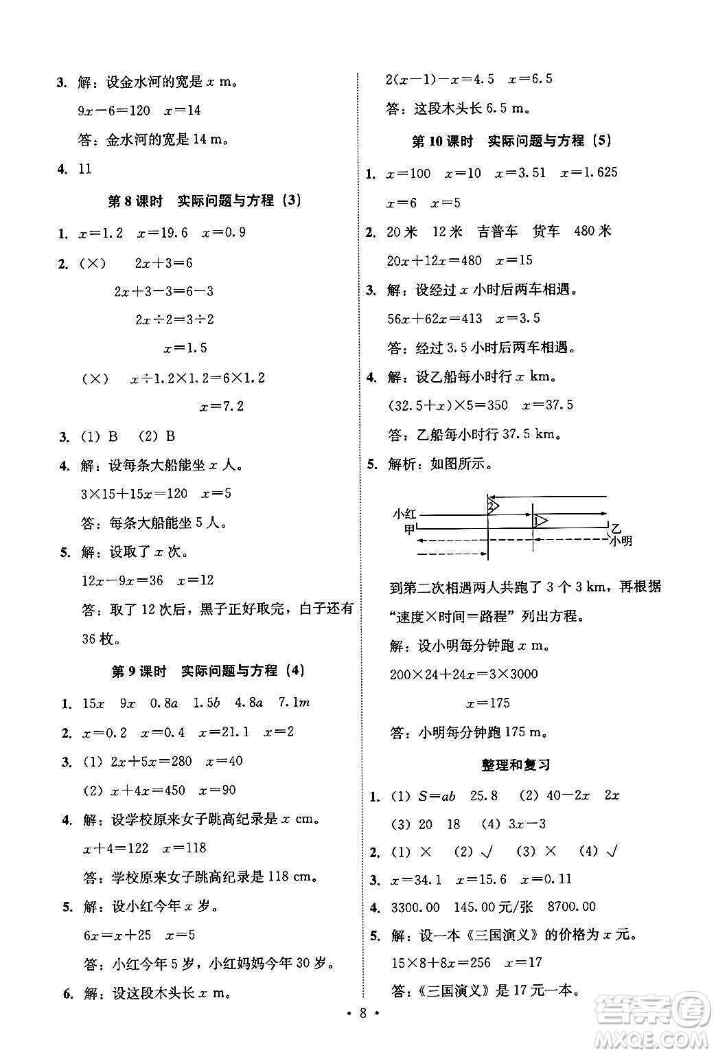 人民教育出版社2024年秋能力培養(yǎng)與測(cè)試五年級(jí)數(shù)學(xué)上冊(cè)人教版湖南專版答案