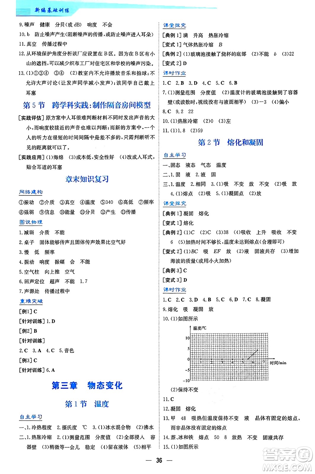 安徽教育出版社2024年秋新編基礎(chǔ)訓(xùn)練八年級(jí)物理上冊(cè)人教版答案