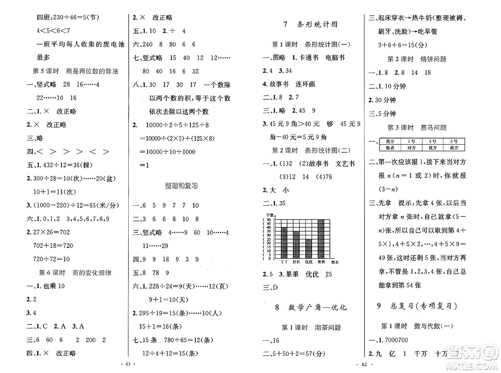 人民教育出版社2024年秋小學(xué)同步測(cè)控優(yōu)化設(shè)計(jì)四年級(jí)數(shù)學(xué)上冊(cè)人教版增強(qiáng)版答案