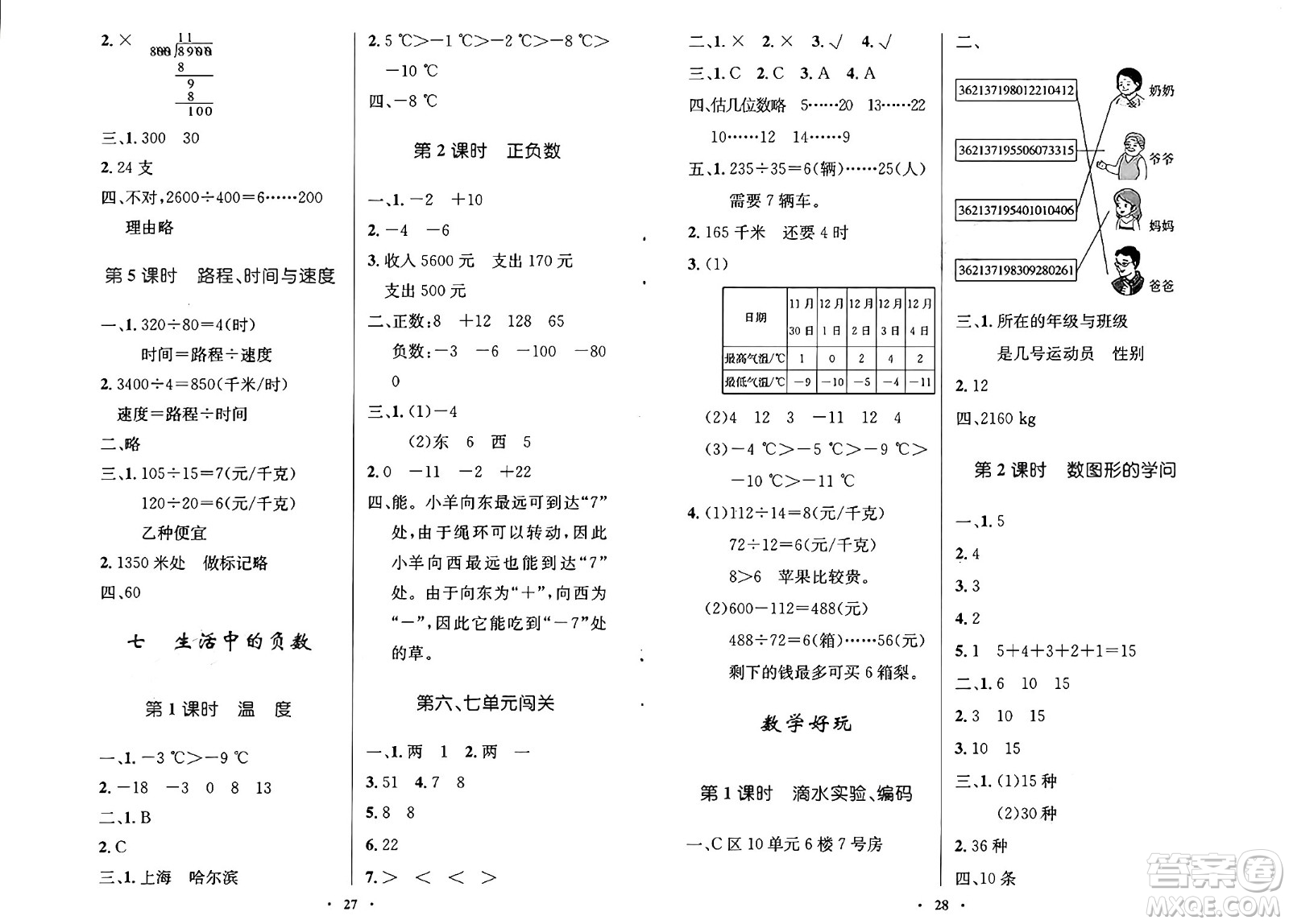 北京師范大學(xué)出版社2024年秋小學(xué)同步測(cè)控優(yōu)化設(shè)計(jì)四年級(jí)數(shù)學(xué)上冊(cè)北師大版答案