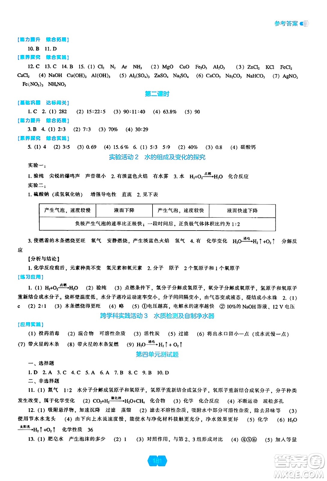 遼海出版社2024年秋新課程能力培養(yǎng)九年級(jí)化學(xué)上冊(cè)人教版答案