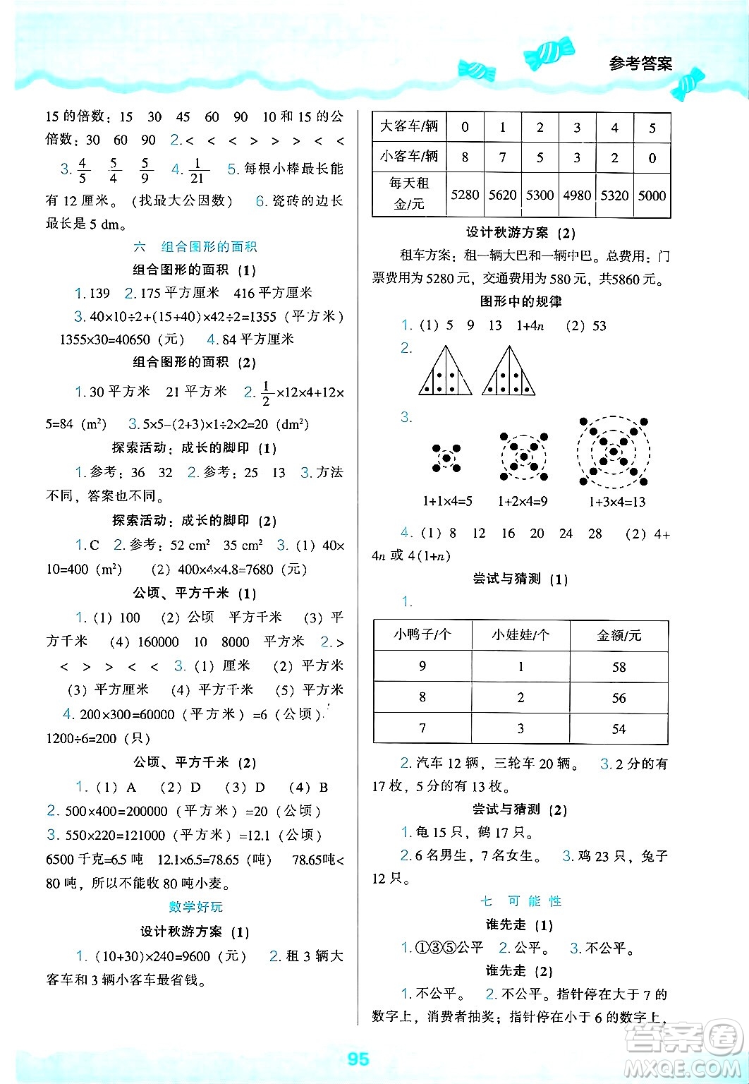 遼海出版社2024年秋新課程能力培養(yǎng)五年級數學上冊北師大版答案