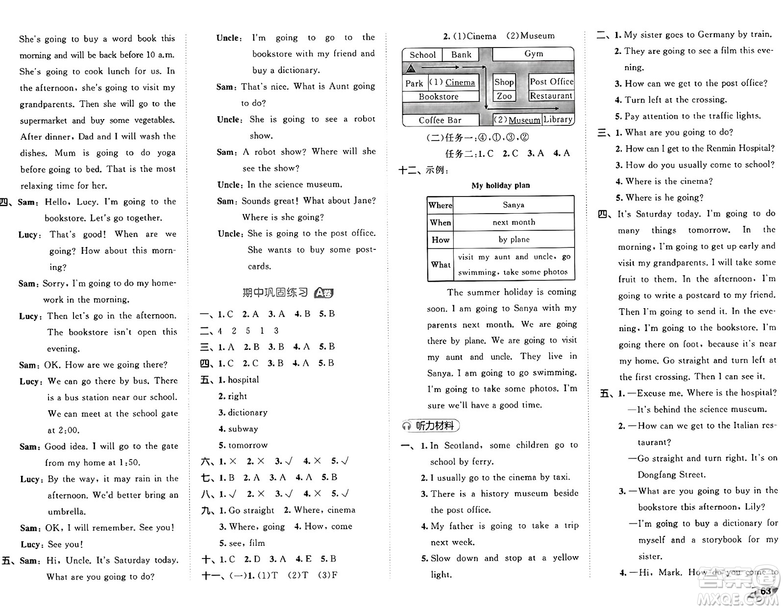 首都師范大學(xué)出版社2024年秋53全優(yōu)卷六年級(jí)英語(yǔ)上冊(cè)人教PEP版答案