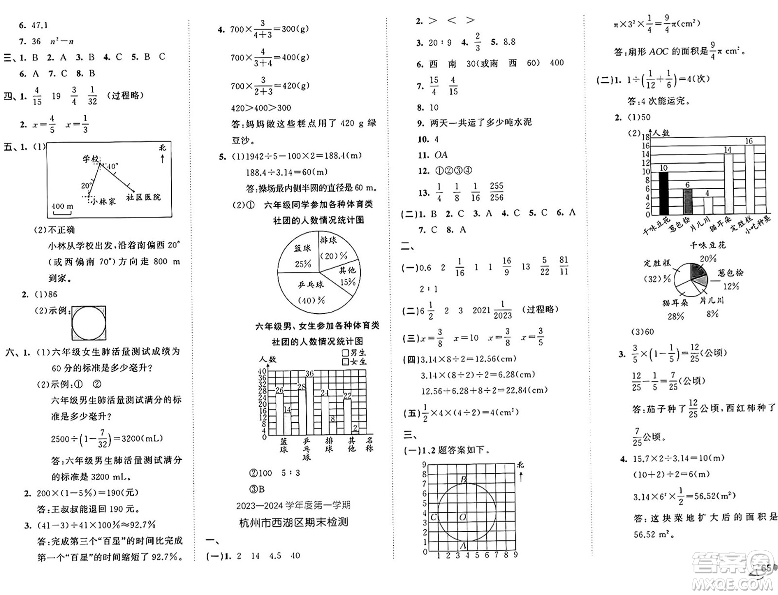 首都師范大學(xué)出版社2024年秋53全優(yōu)卷六年級(jí)數(shù)學(xué)上冊(cè)人教版答案