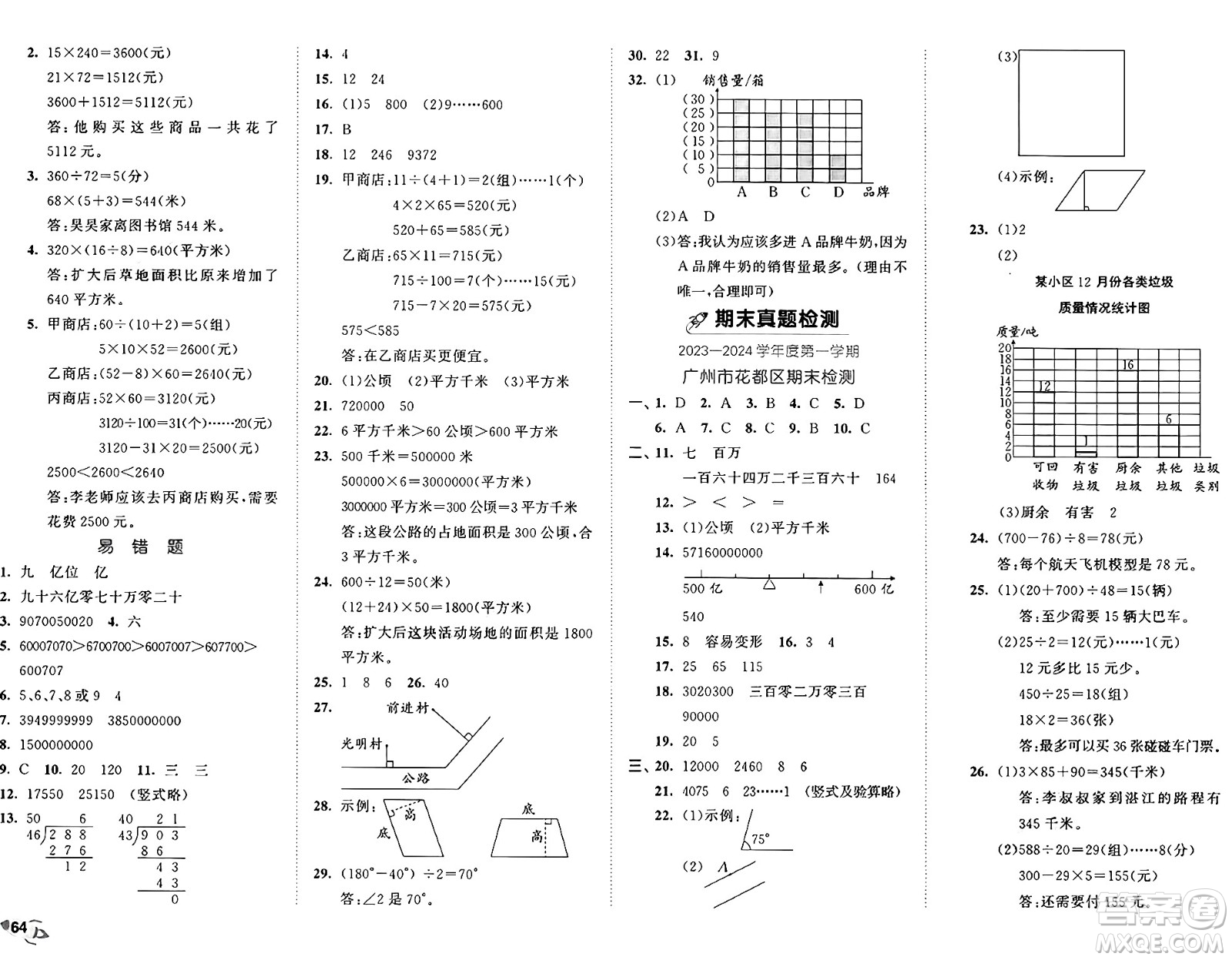 首都師范大學(xué)出版社2024年秋53全優(yōu)卷四年級數(shù)學(xué)上冊人教版答案