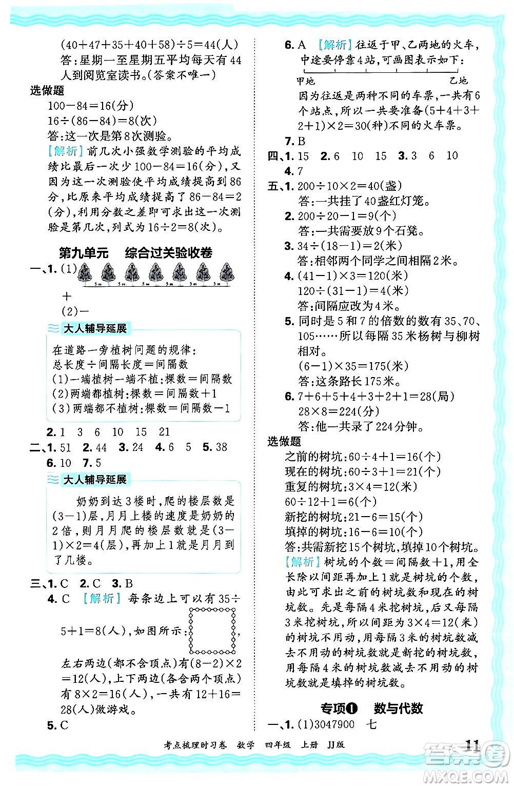 江西人民出版社2024年秋王朝霞考點(diǎn)梳理時(shí)習(xí)卷四年級(jí)數(shù)學(xué)上冊(cè)冀教版答案