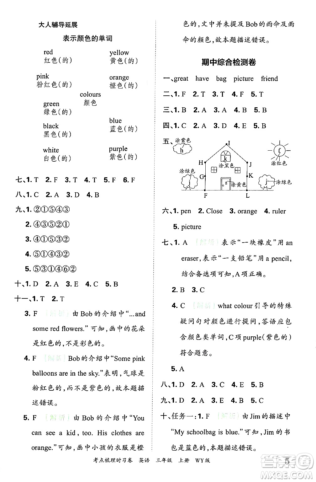 江西人民出版社2024年秋王朝霞考點(diǎn)梳理時(shí)習(xí)卷三年級(jí)英語上冊外研版答案