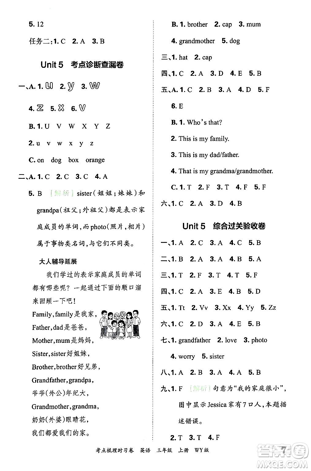 江西人民出版社2024年秋王朝霞考點(diǎn)梳理時(shí)習(xí)卷三年級(jí)英語上冊外研版答案