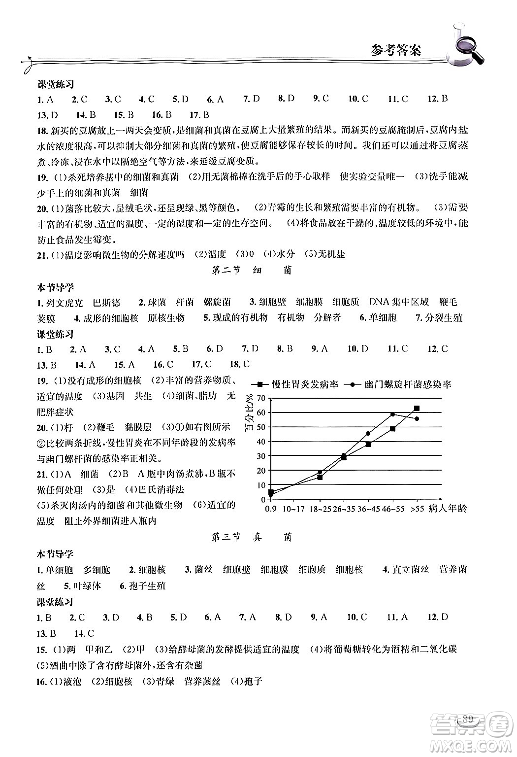 湖北教育出版社2024年秋長(zhǎng)江作業(yè)本同步練習(xí)冊(cè)八年級(jí)生物學(xué)上冊(cè)人教版答案