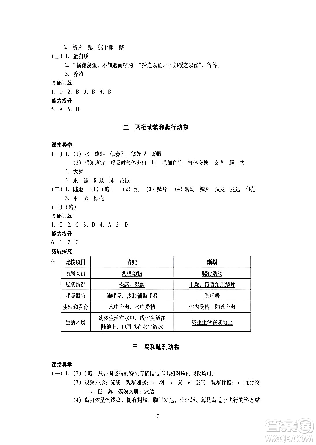 廣州出版社2024年秋陽光學(xué)業(yè)評價七年級生物上冊人教版答案