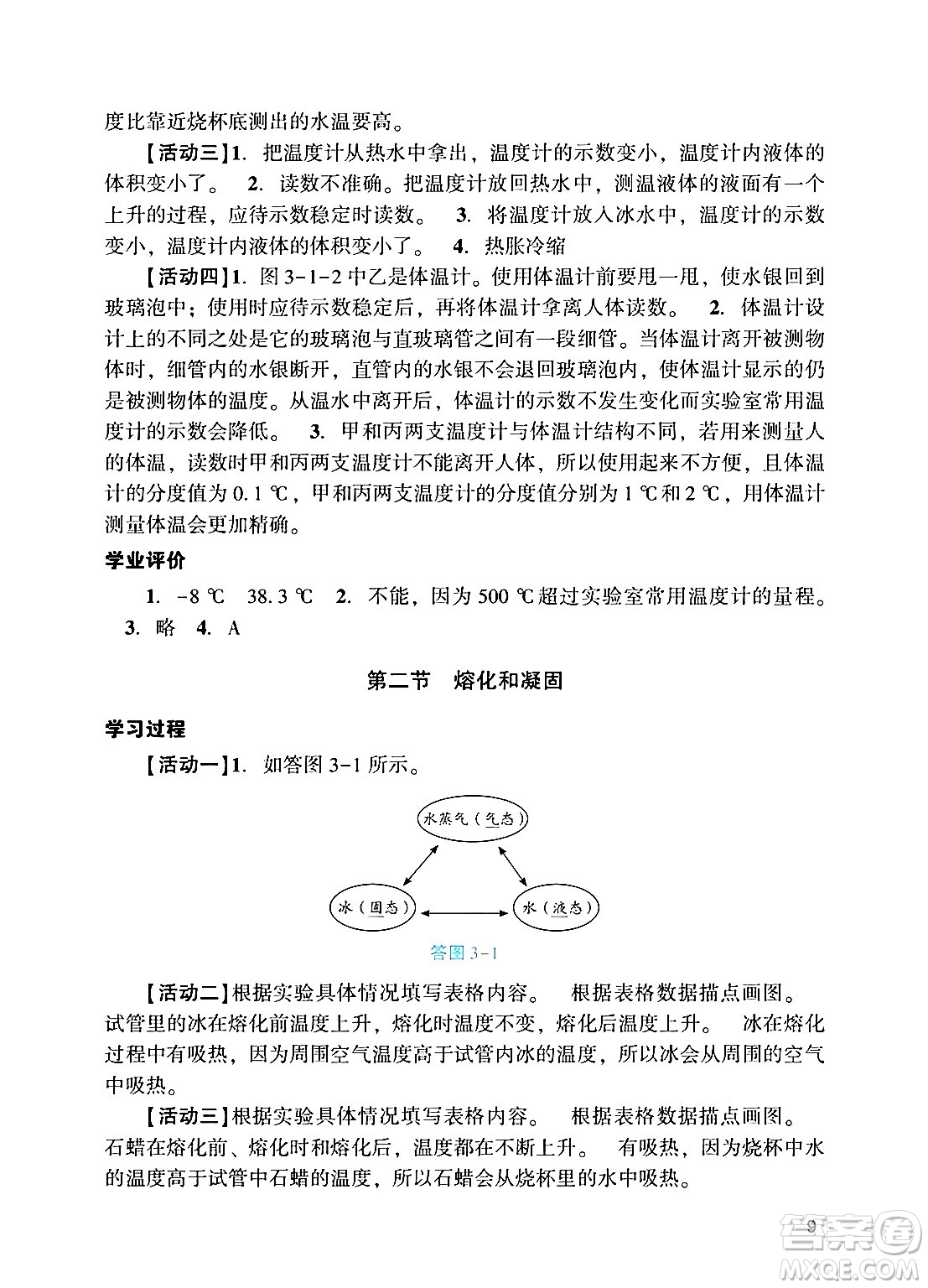 廣州出版社2024年秋陽光學業(yè)評價八年級物理上冊人教版答案