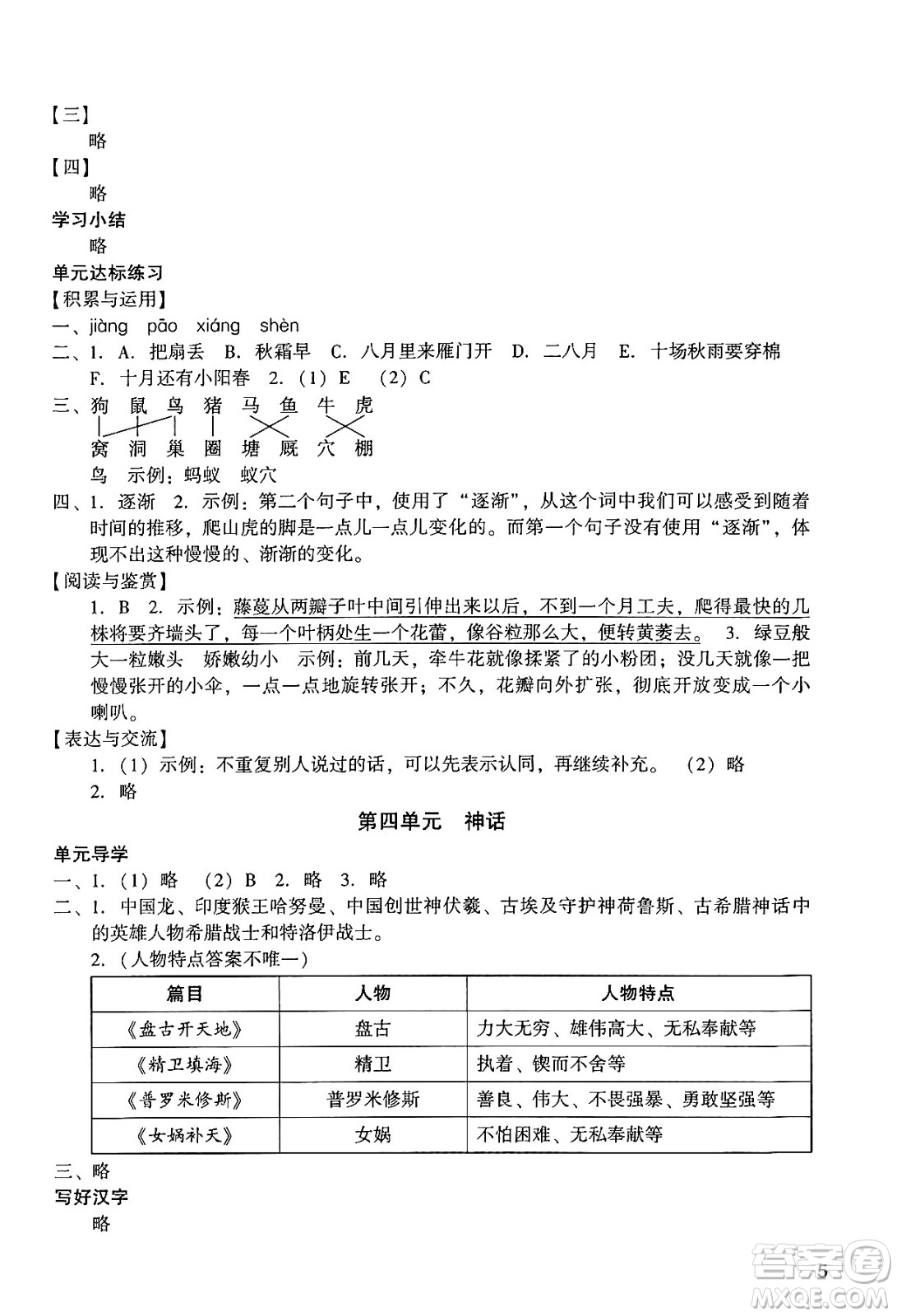 廣州出版社2024年秋陽(yáng)光學(xué)業(yè)評(píng)價(jià)四年級(jí)語(yǔ)文上冊(cè)人教版答案