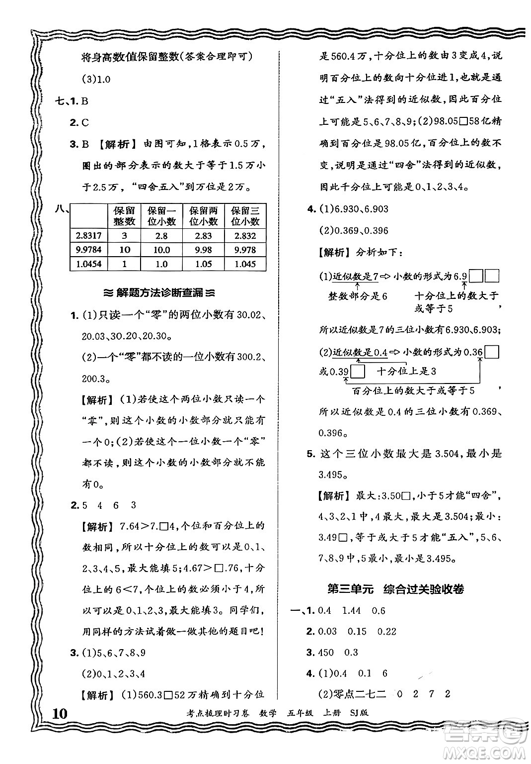 江西人民出版社2024年秋王朝霞考點梳理時習卷五年級數(shù)學上冊蘇教版答案