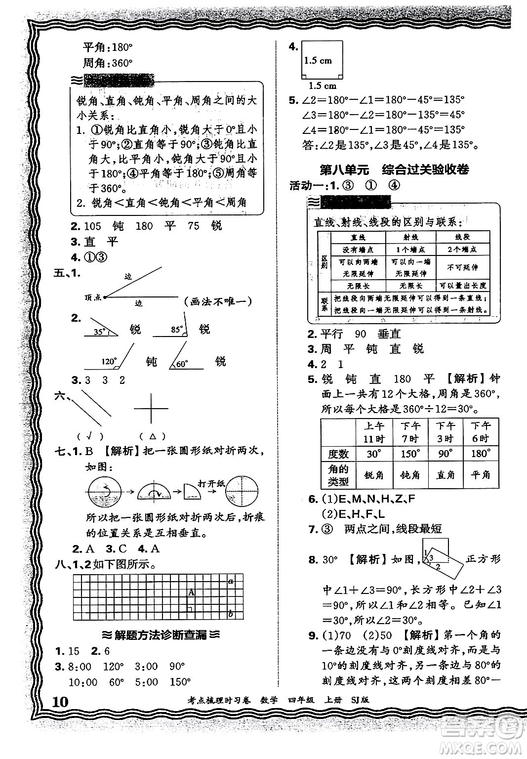 江西人民出版社2024年秋王朝霞考點梳理時習卷四年級數(shù)學上冊蘇教版答案