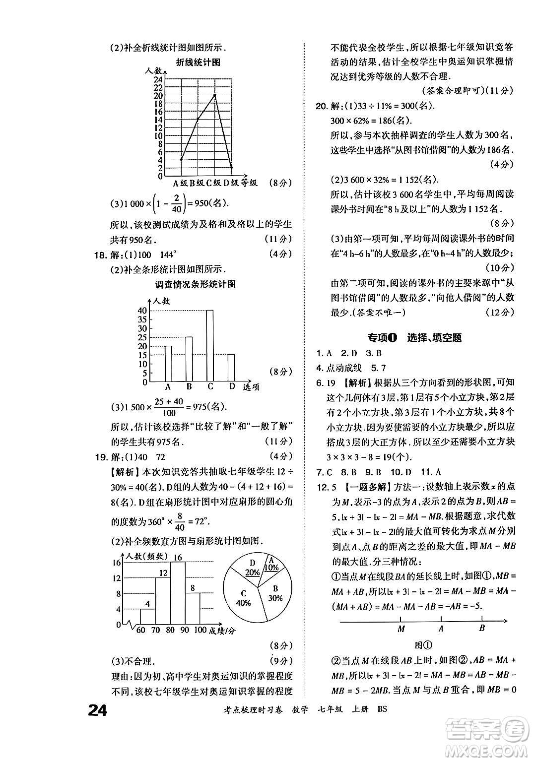 江西人民出版社2024年秋王朝霞考點(diǎn)梳理時(shí)習(xí)卷七年級(jí)數(shù)學(xué)上冊(cè)北師大版答案