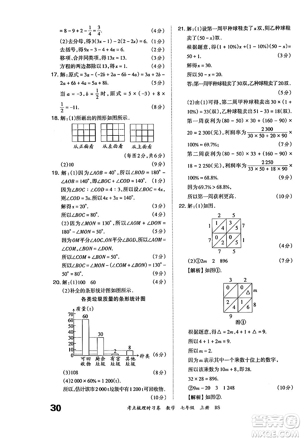 江西人民出版社2024年秋王朝霞考點(diǎn)梳理時(shí)習(xí)卷七年級(jí)數(shù)學(xué)上冊(cè)北師大版答案