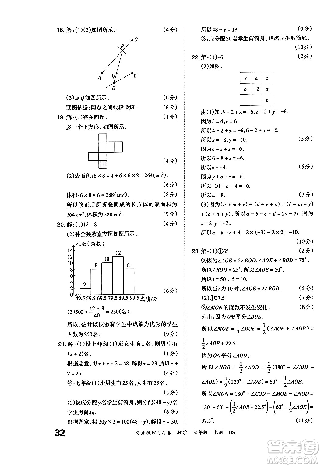 江西人民出版社2024年秋王朝霞考點(diǎn)梳理時(shí)習(xí)卷七年級(jí)數(shù)學(xué)上冊(cè)北師大版答案