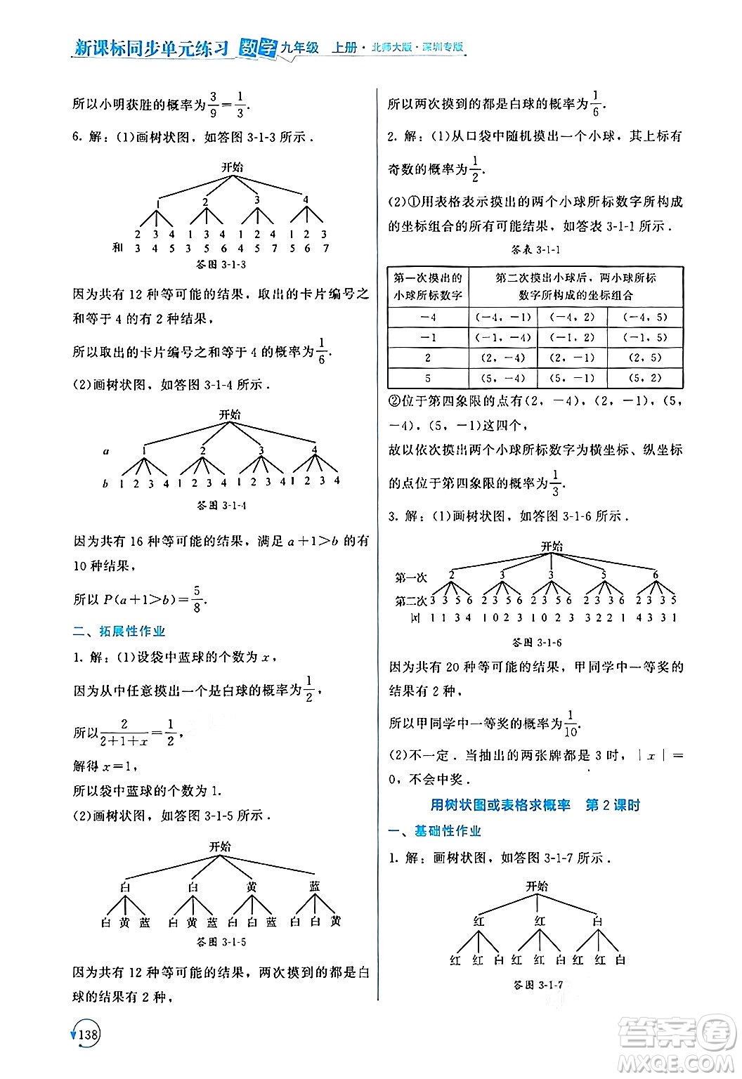 北京師范大學(xué)出版社2024年秋新課標(biāo)同步單元練習(xí)九年級(jí)數(shù)學(xué)上冊(cè)北師大版深圳專版答案