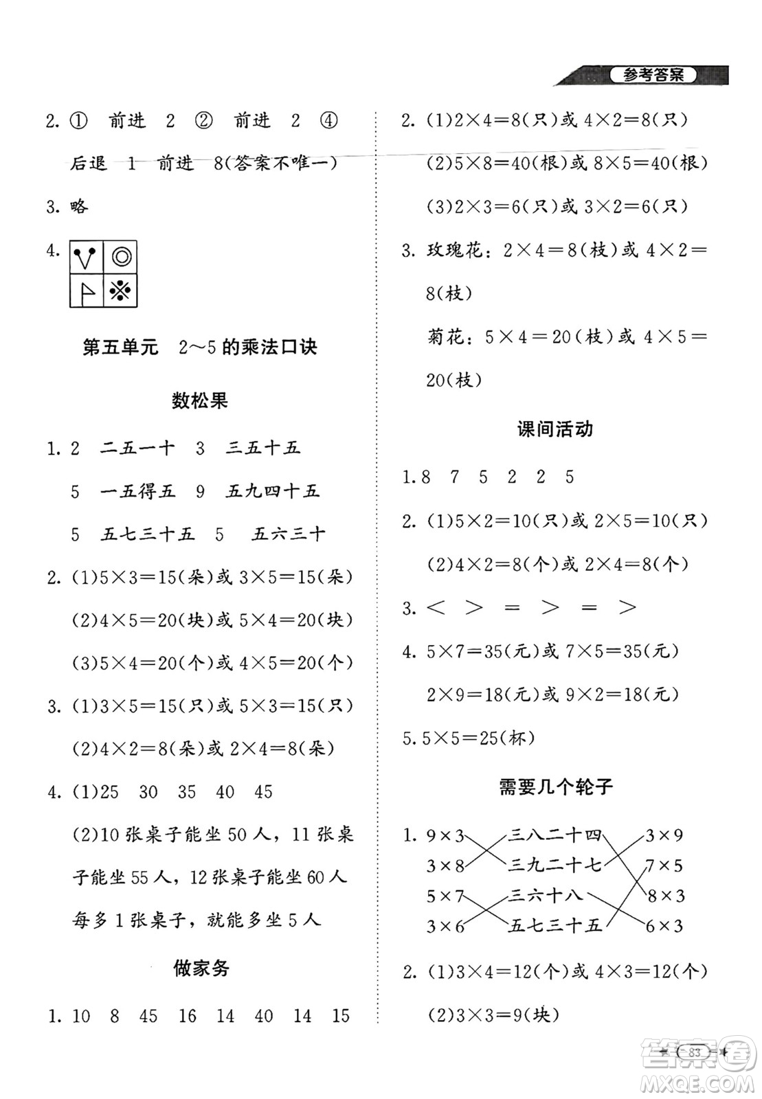 北京師范大學出版社2024年秋新課標同步單元練習二年級數(shù)學上冊北師大版答案