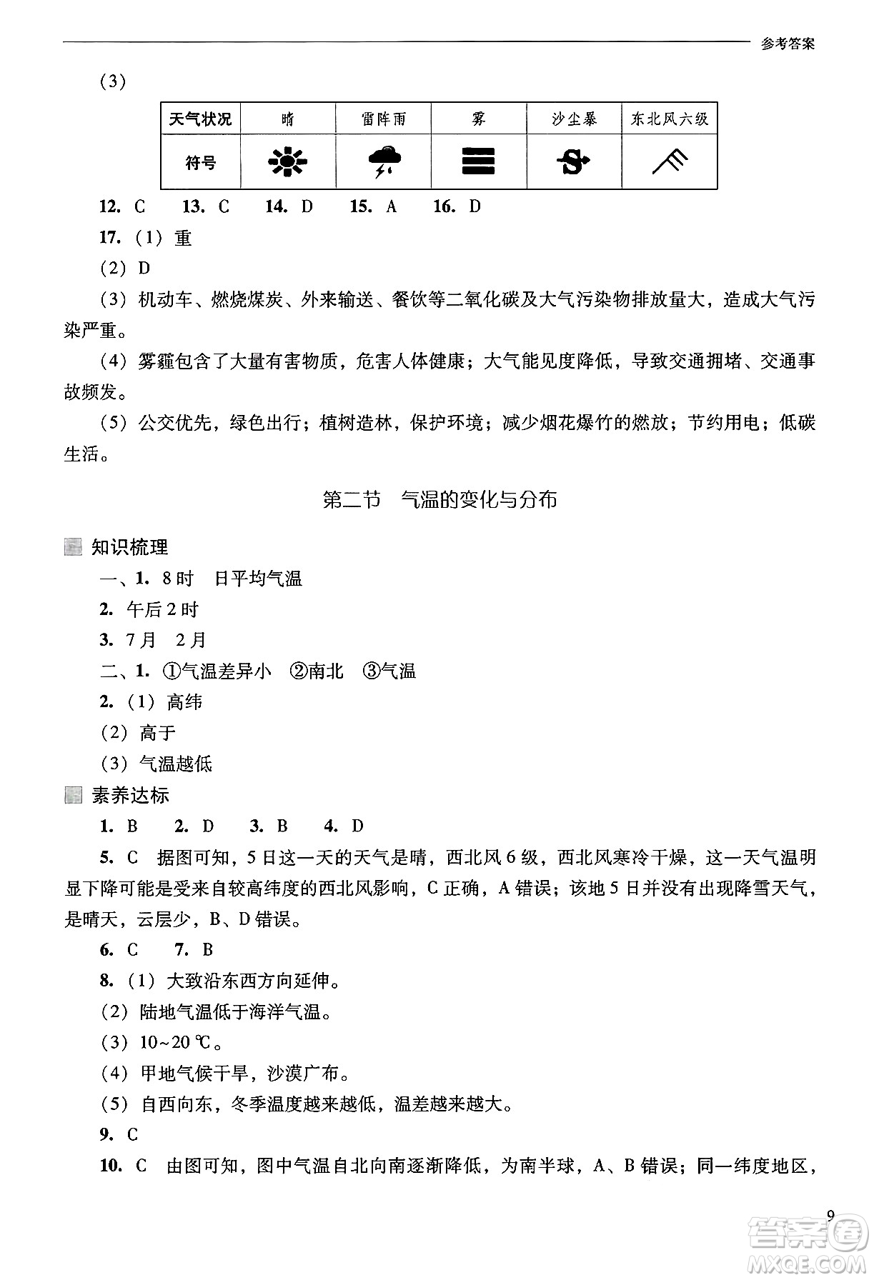 山西教育出版社2024年秋新課程問(wèn)題解決導(dǎo)學(xué)方案七年級(jí)地理上冊(cè)人教版答案