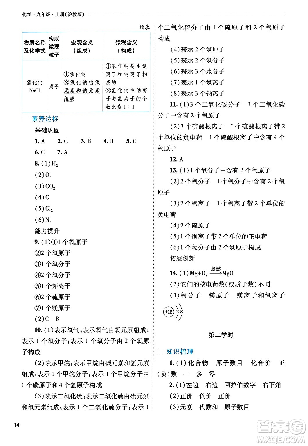 山西教育出版社2024年秋新課程問題解決導(dǎo)學(xué)方案九年級化學(xué)上冊滬教版答案