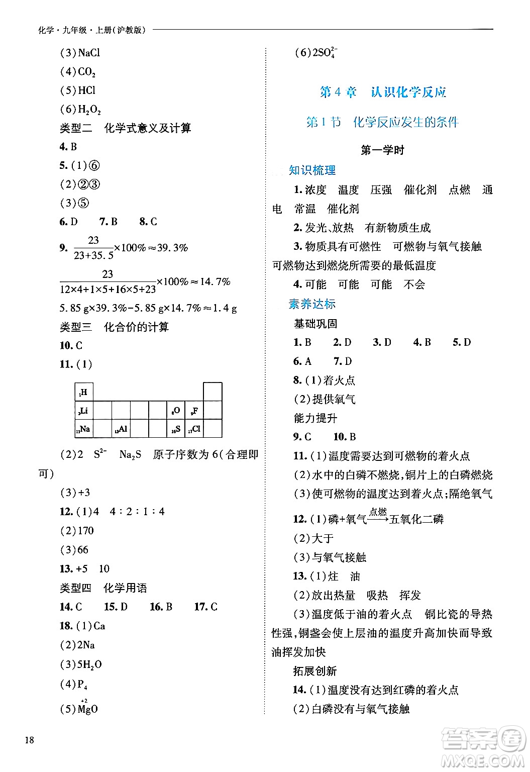 山西教育出版社2024年秋新課程問題解決導(dǎo)學(xué)方案九年級化學(xué)上冊滬教版答案