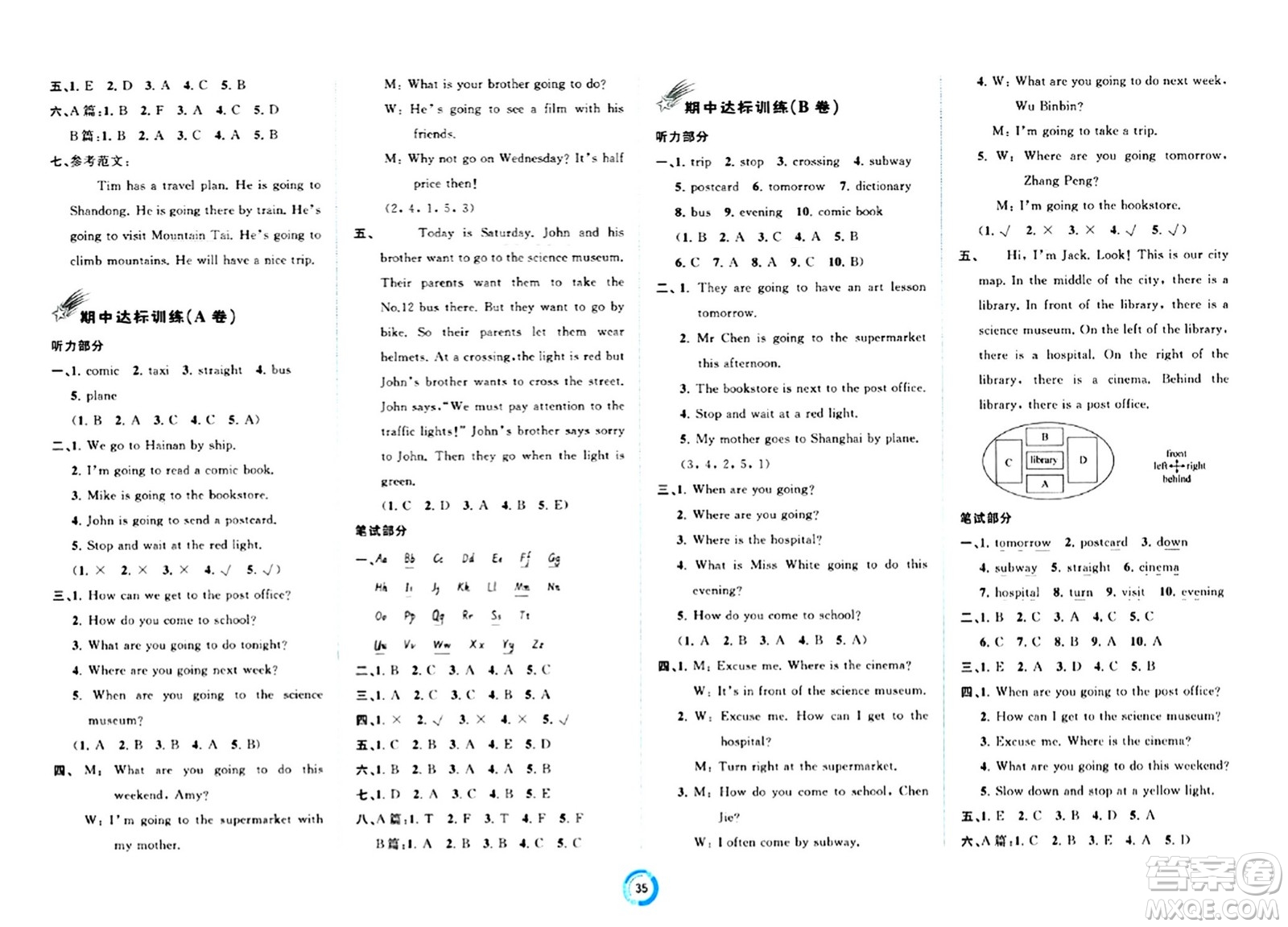 廣西師范大學(xué)出版社2024年秋新課程學(xué)習(xí)與測(cè)評(píng)單元雙測(cè)六年級(jí)英語上冊(cè)A版人教版答案