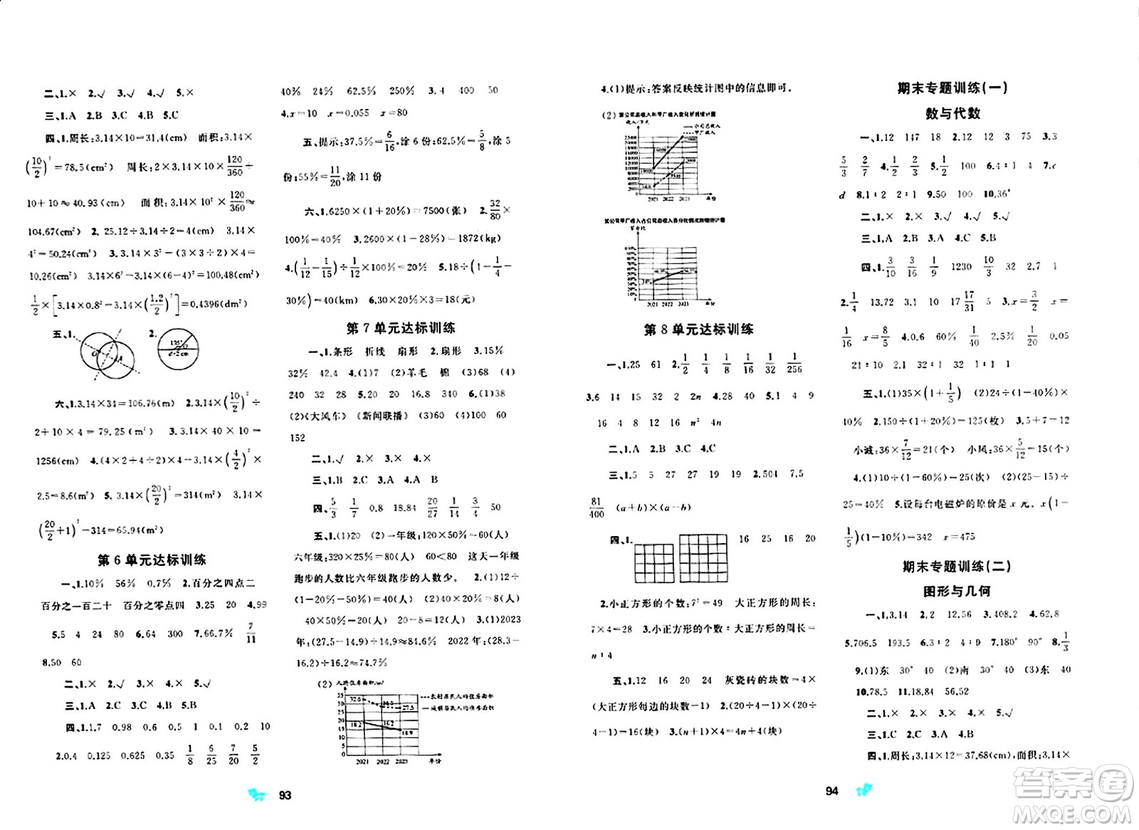 廣西師范大學(xué)出版社2024年秋新課程學(xué)習(xí)與測(cè)評(píng)單元雙測(cè)六年級(jí)數(shù)學(xué)上冊(cè)A版人教版答案