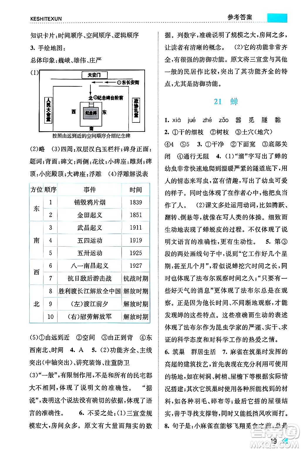 浙江人民出版社2024年秋課時(shí)特訓(xùn)八年級(jí)語(yǔ)文上冊(cè)人教版答案