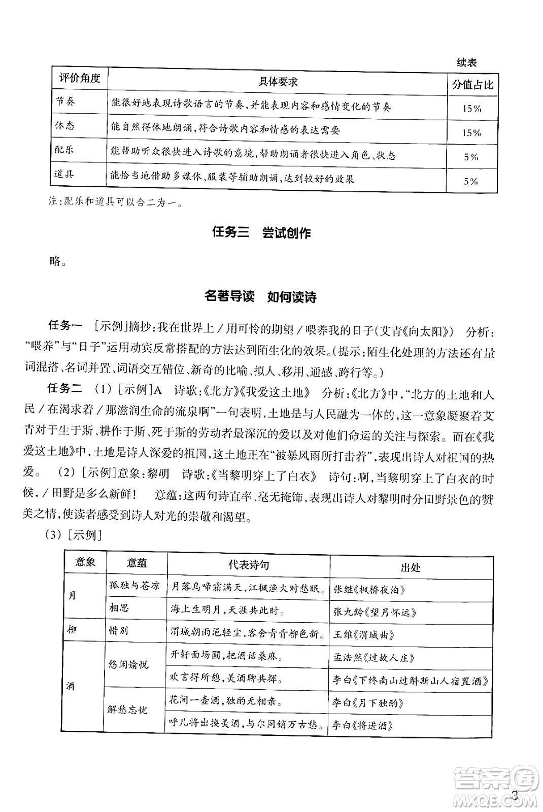 浙江教育出版社2024年秋語文作業(yè)本九年級(jí)語文上冊(cè)通用版答案